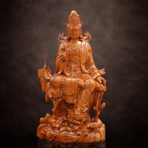 Tượng Phật Quán Thế Âm Ngồi Tự Tại, Chất Liệu Gỗ Hương, Cao 60cm