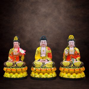 Bộ Tây Phương Tam Thánh Ngồi, Chất Liệu Composite, Cao 38cm