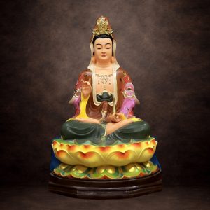 Tượng Quan Âm Bồ Tát Ngồi Bằng Composite Sơn Cao Cấp, Cao 60cm